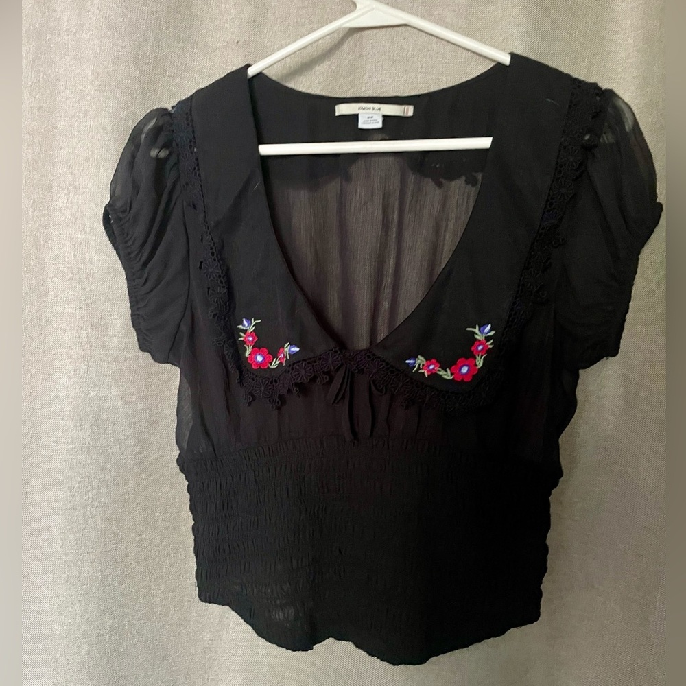 Urban Outfitters Kimchi Blue Cropped Embroidered Top